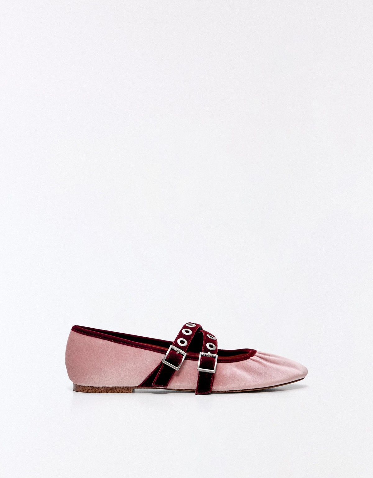 버쉬카 벨벳 버클 스트랩 발레리나 플랫 1636/864 MULTICOLORED