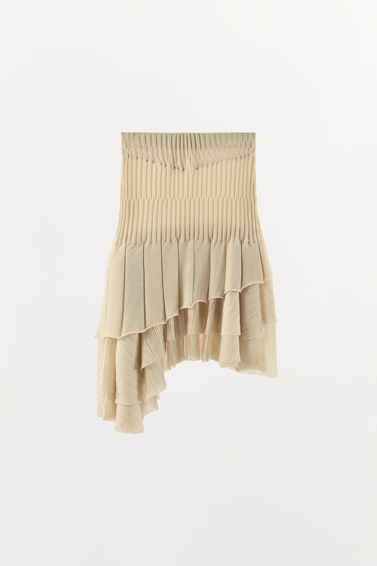 자라 비대칭 플리츠 미디 스커트 1223/709/075 ECRU / BEIGE