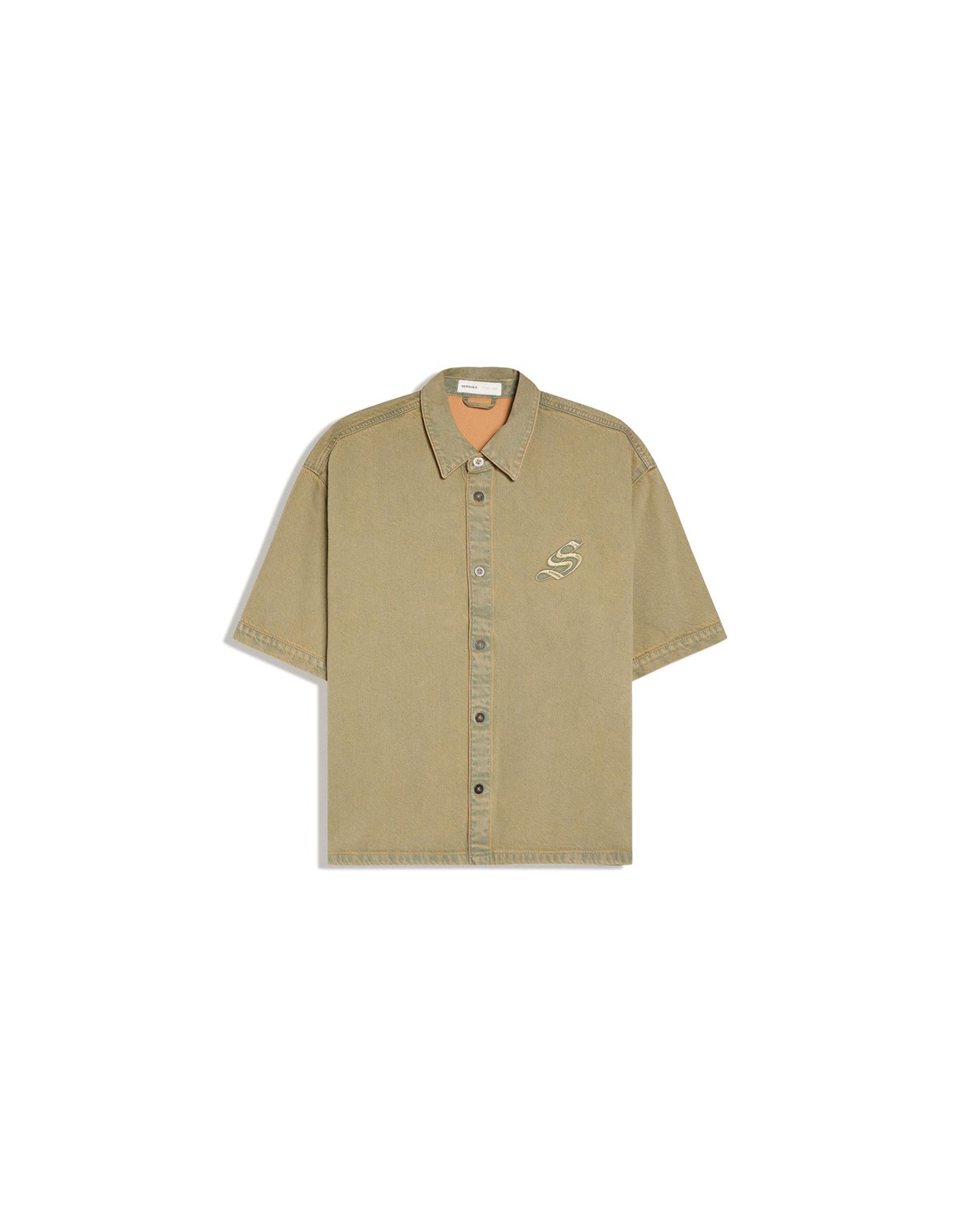 버쉬카 릴리프 텍스처 박시핏 반팔 셔츠 2913/335 KHAKI