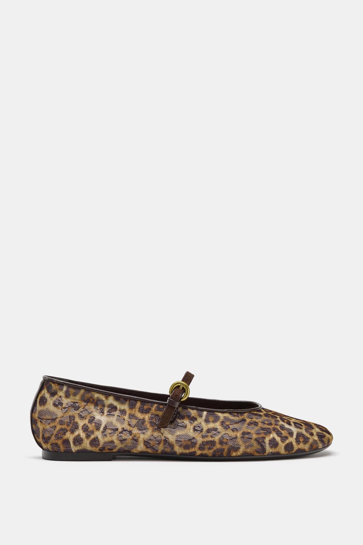 자라 프린트 메쉬 스트랩 발레리나 플랫 2512/810/195 LEOPARD