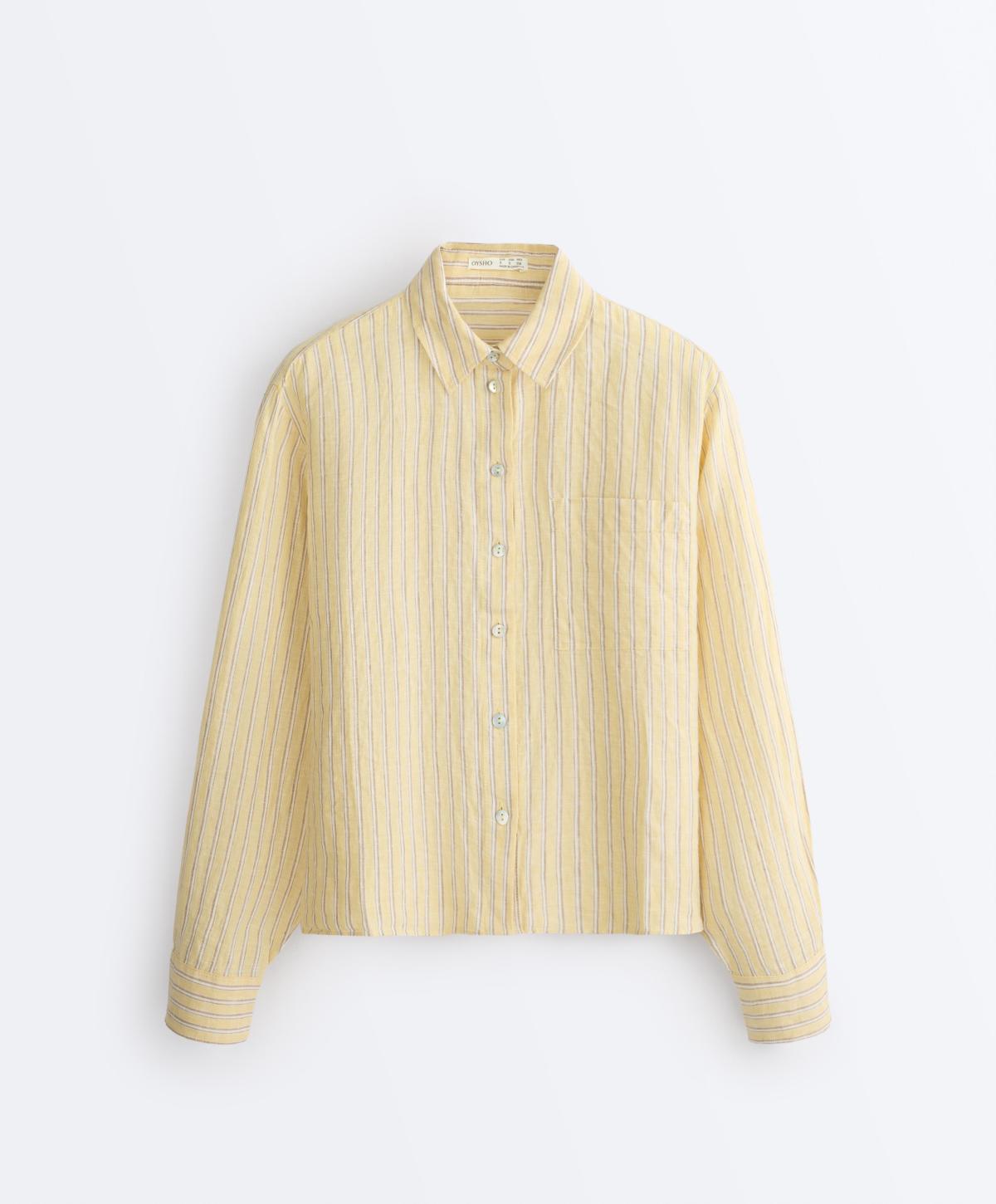 오이쇼 100% 린넨 긴팔 셔츠 5355/109/319 SOFT YELLOW