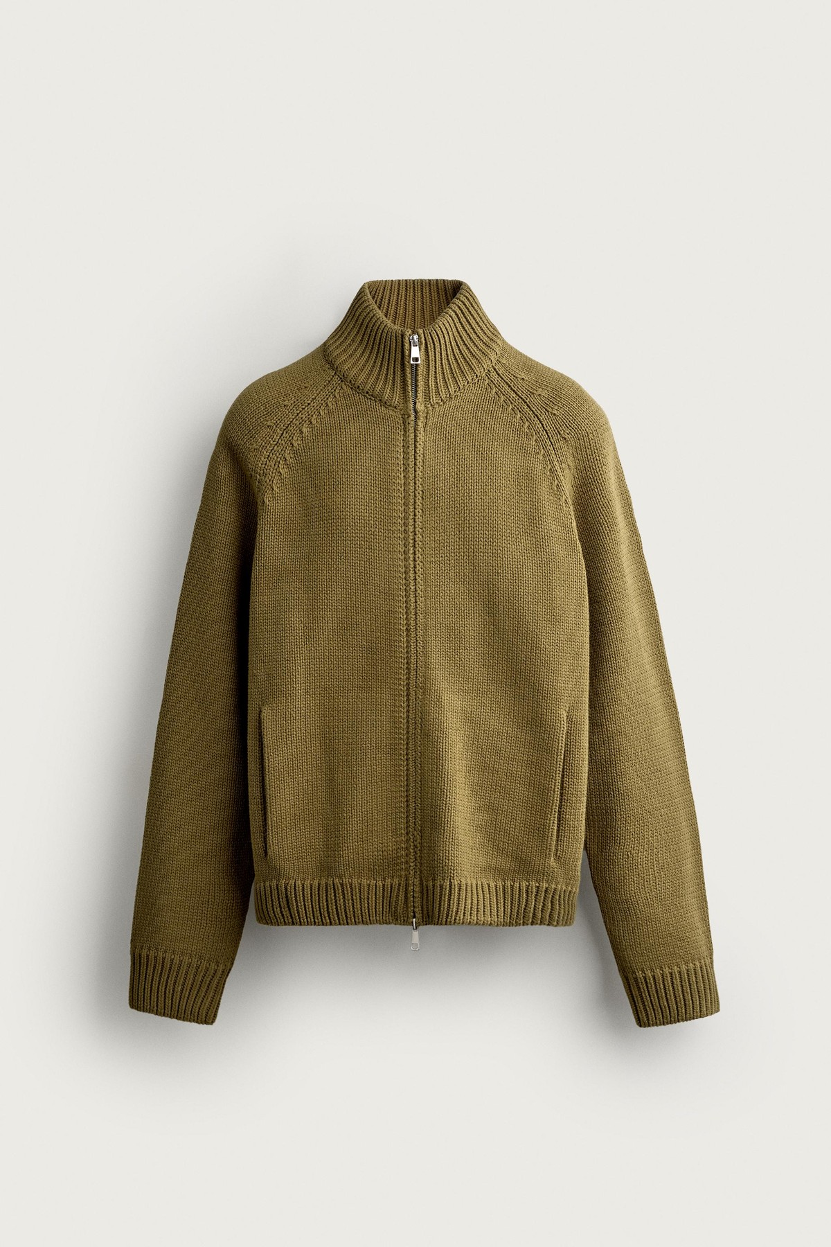 자라 하이넥 집업 니트 가디건 6674/305/505 KHAKI