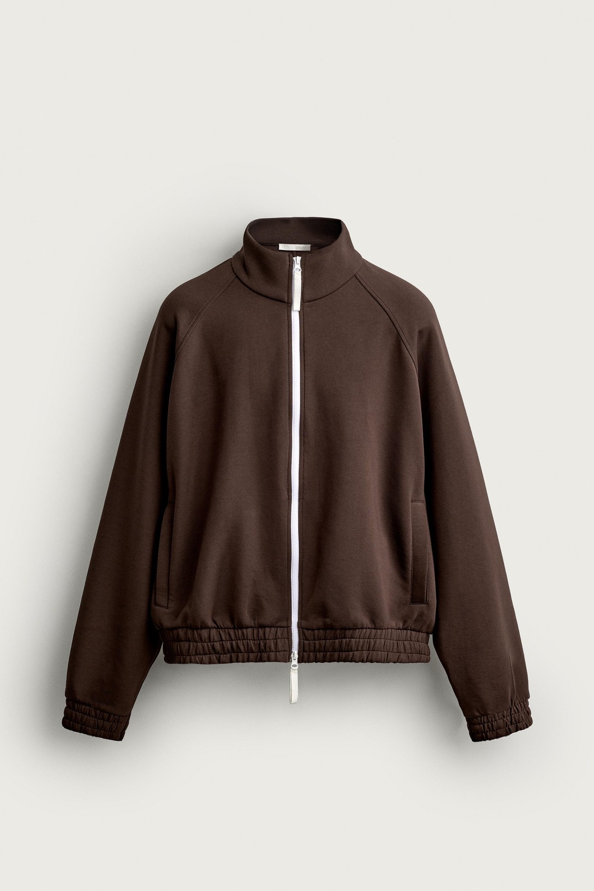 자라 하이넥 배색 집업 트랙 자켓 1437/351/700 BROWN
