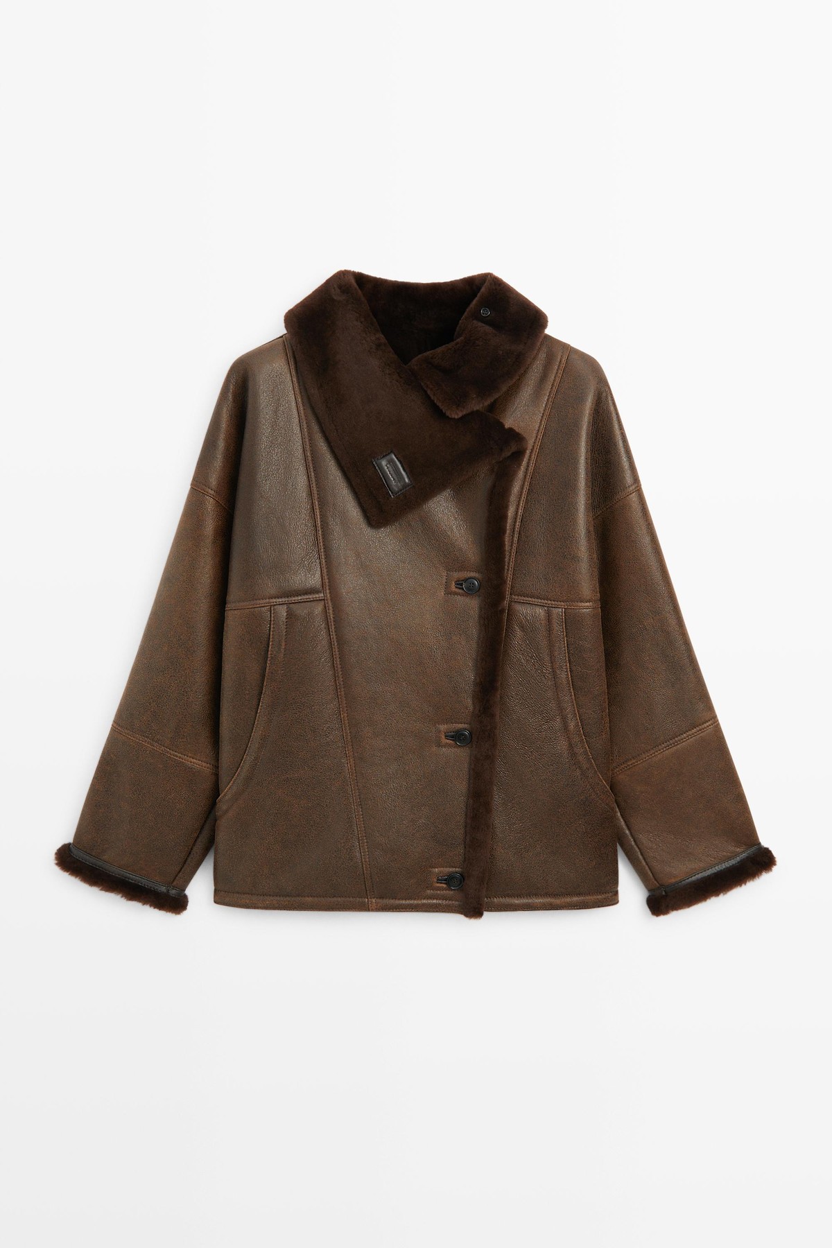 마시모두띠 양면 스웨이드 퍼 무스탕 자켓 4752/350 BROWN