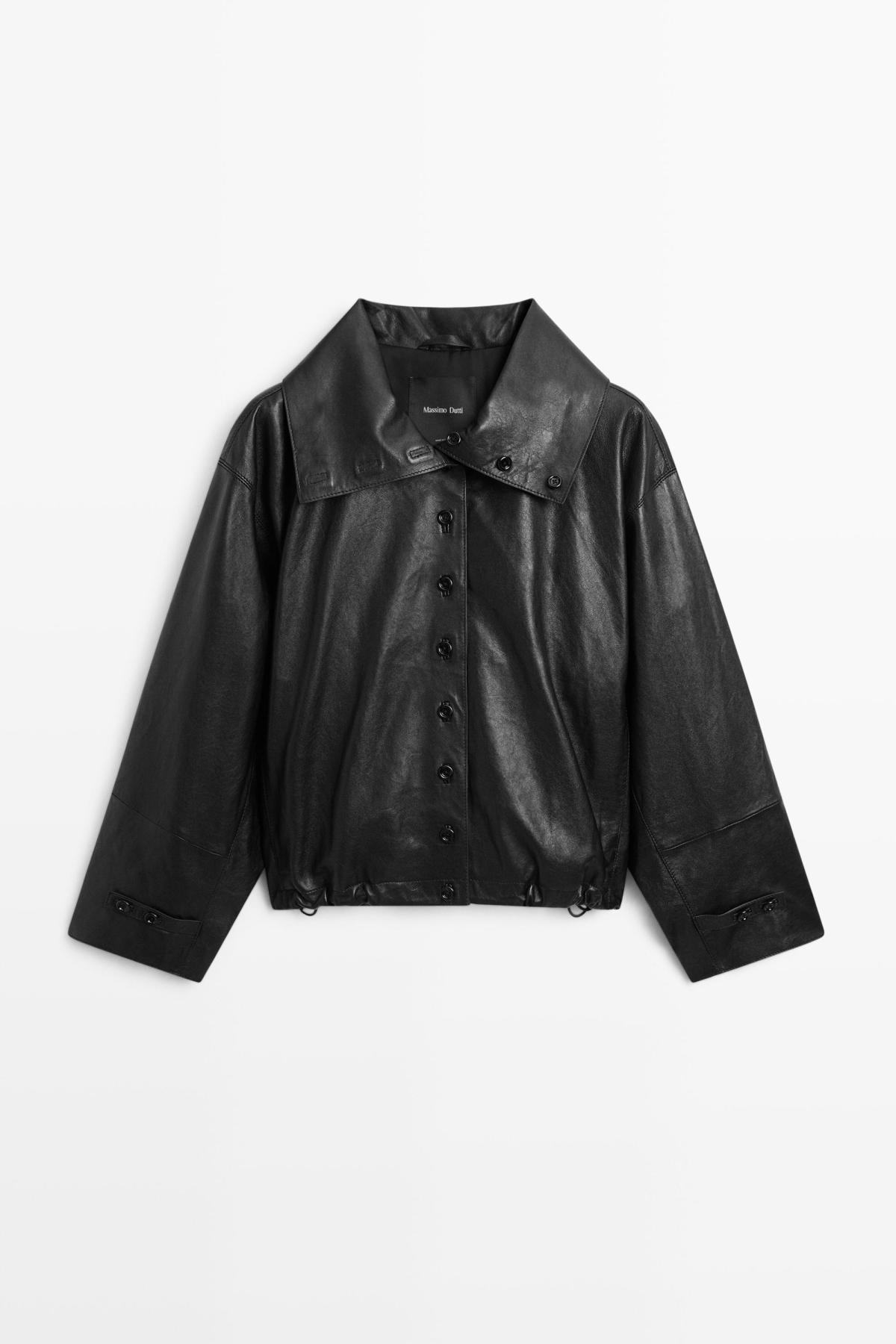 마시모두띠 나파 레더 버튼 디테일 봄버 자켓 4715/675 BLACK