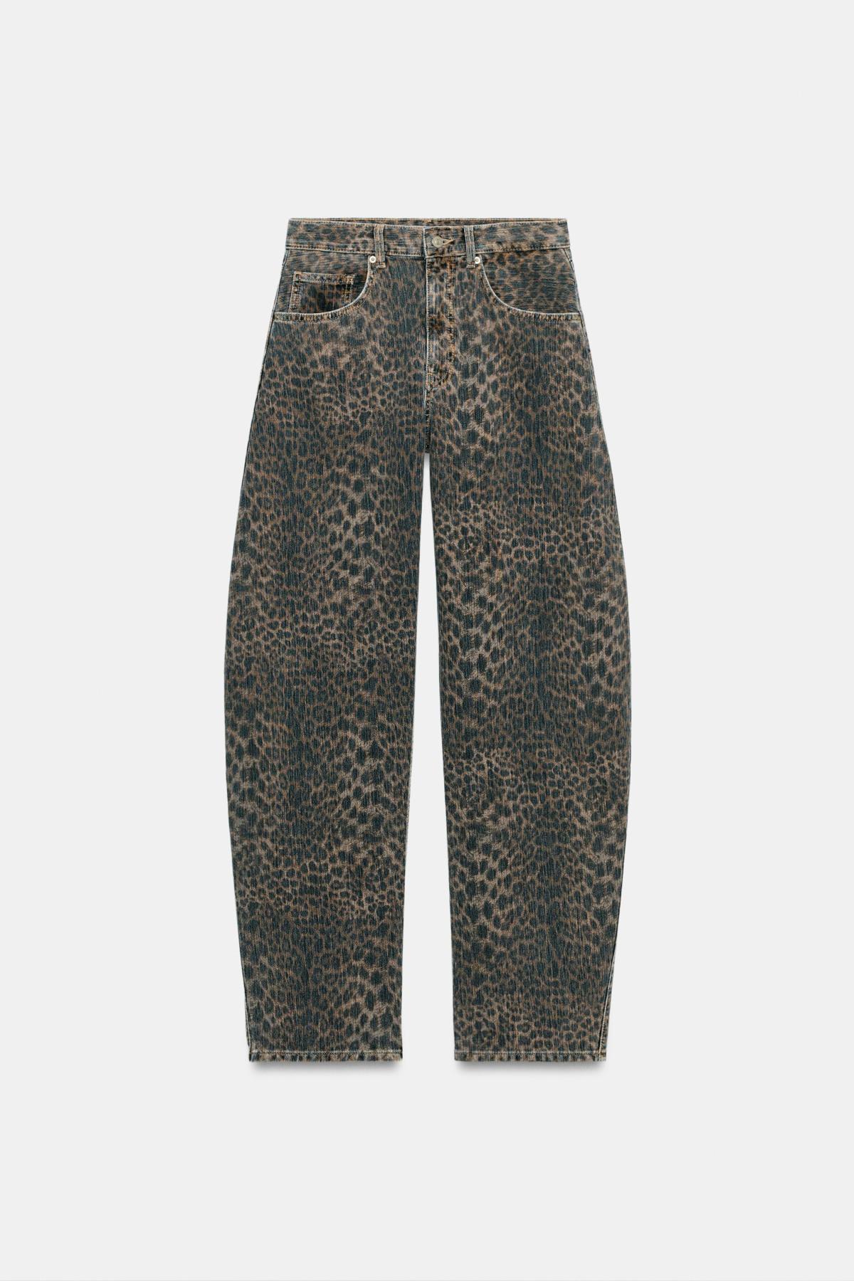 자라 애니멀 프린트 배럴핏 데님 팬츠 6688/218/051 LEOPARD