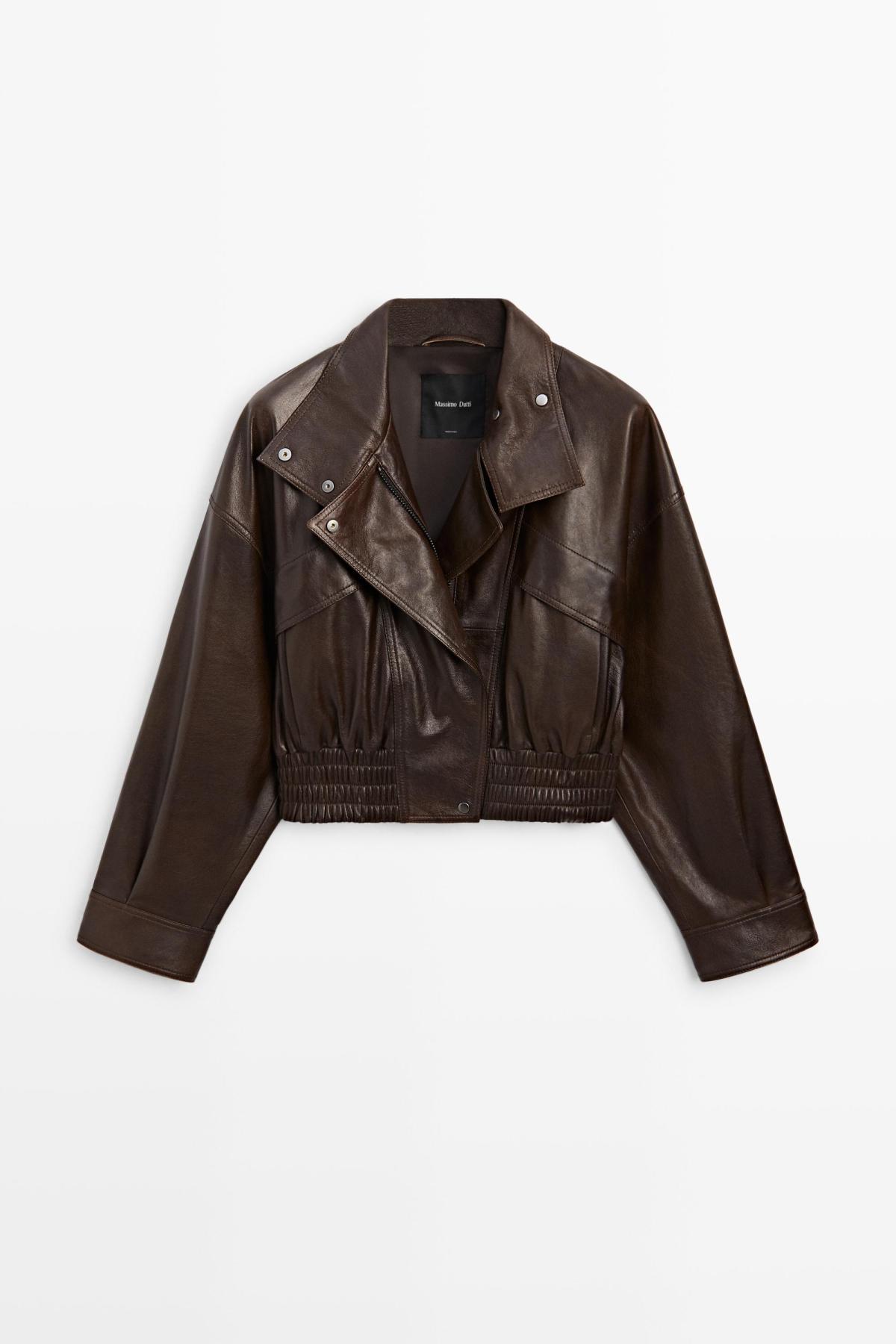 마시모두띠 크롭 나파 레더 봄버 자켓 4759/659 BROWN