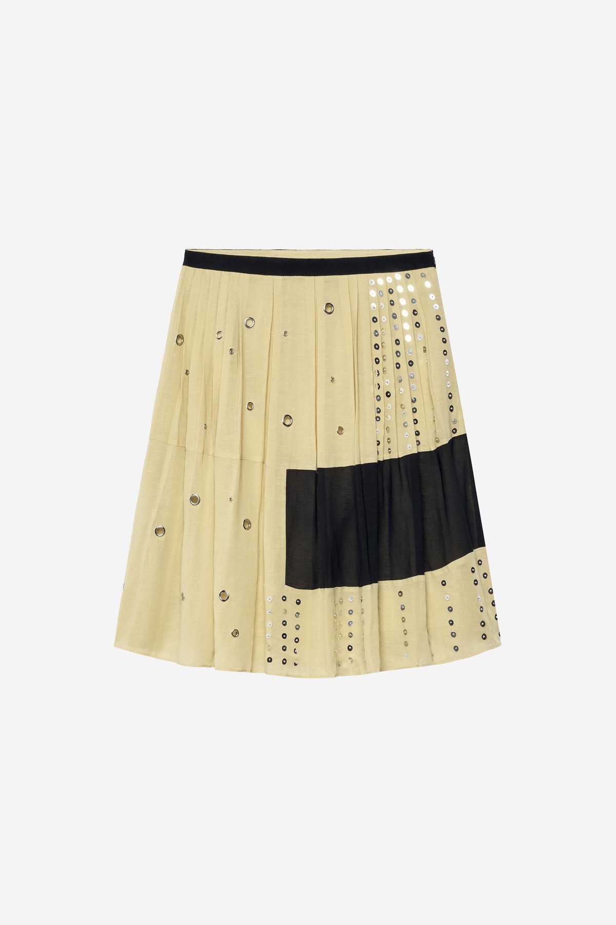 자라 린넨 블렌드 비즈 미디 스커트 4786/700/070 ECRU / BLACK