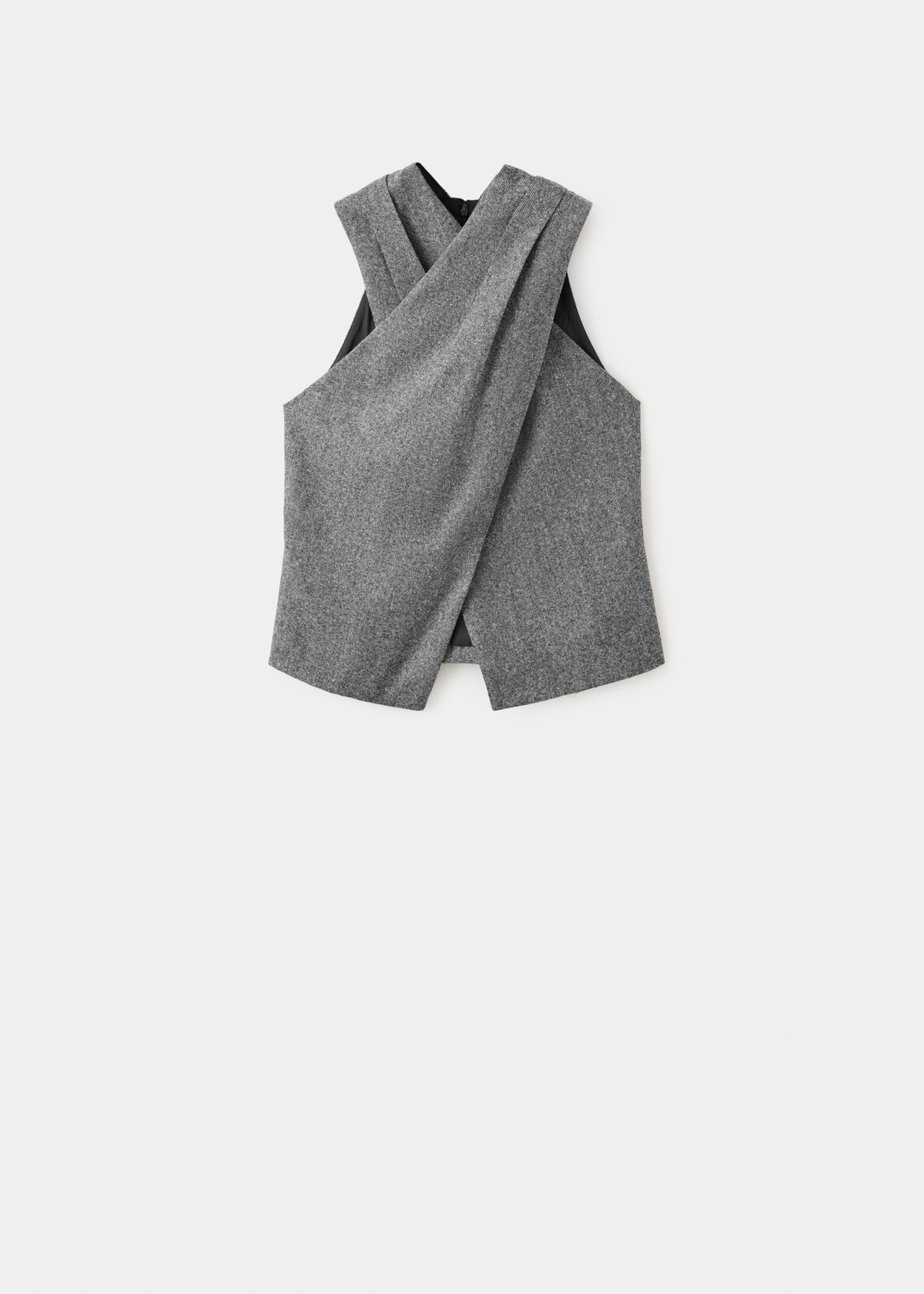 망고 크로스 랩 민소매 니트 베스트 37098287_94 GRIS MEDIO VIGORE