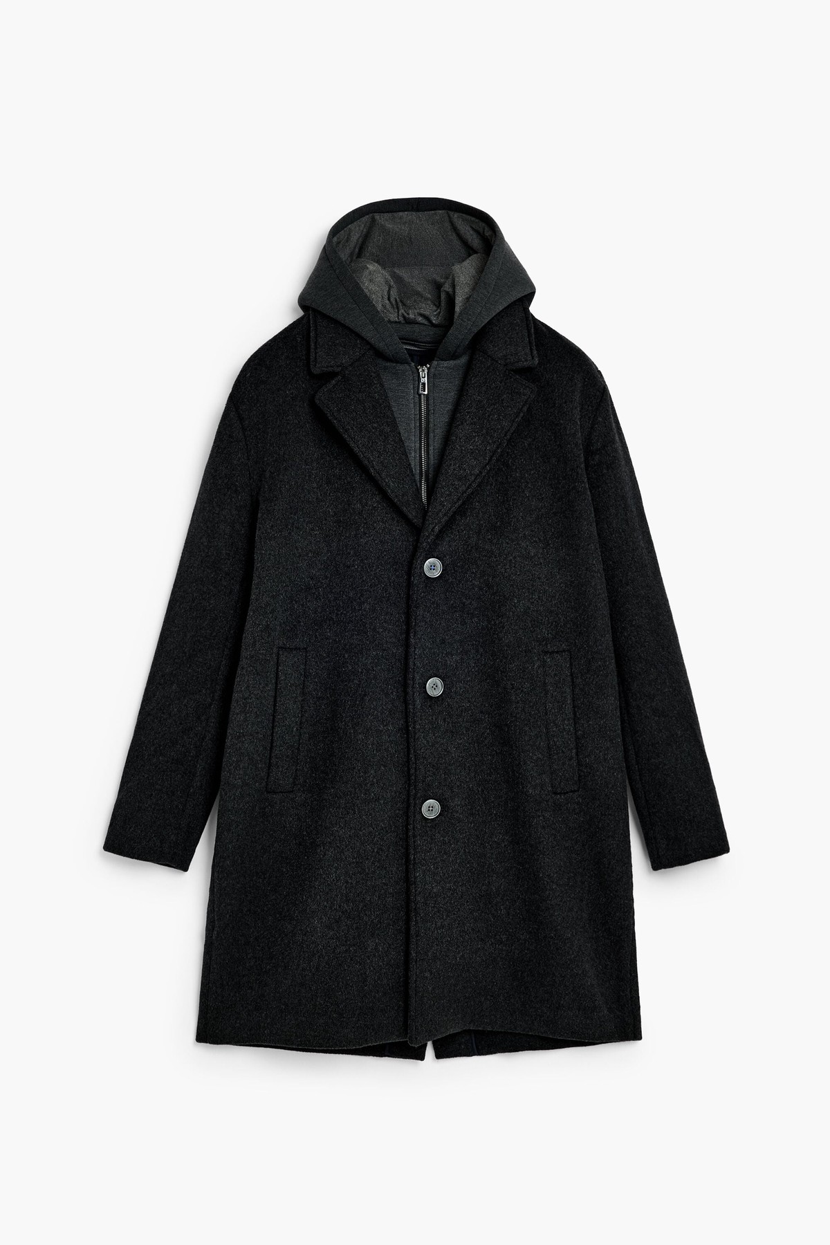 데시구알 울 혼방 후드 싱글 코트 27SMEW022006 DARK GRAY