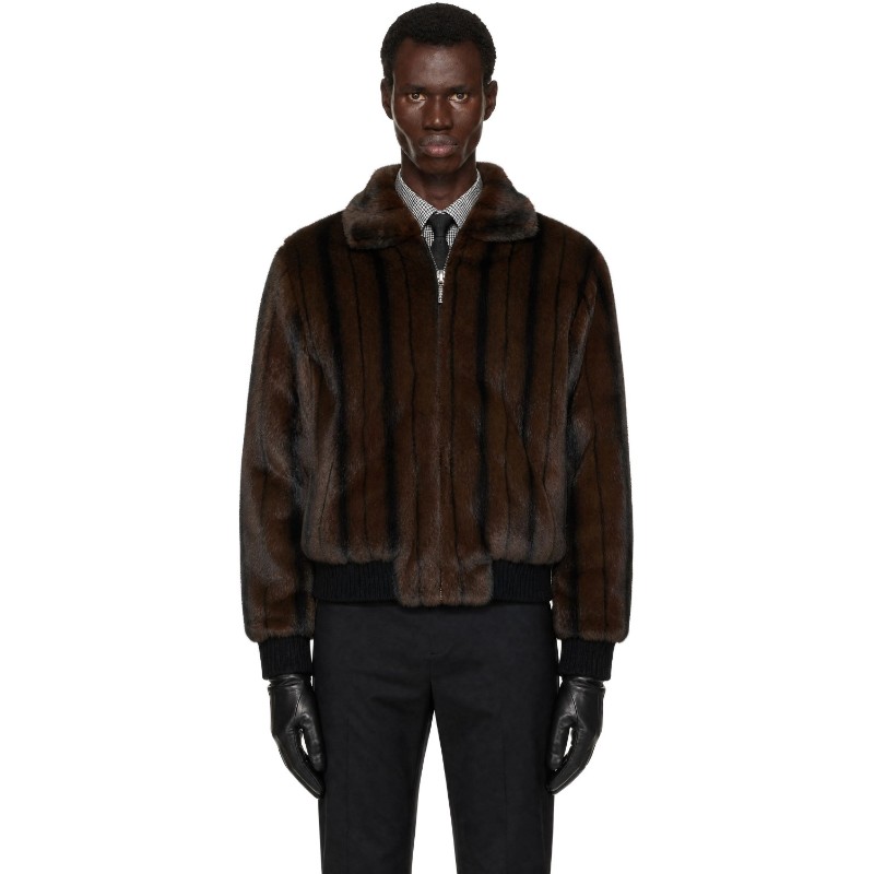 어니스트 더블유 베이커 브라운 인조 밍크 해링턴 재킷 FW26JA14 Faux Mink