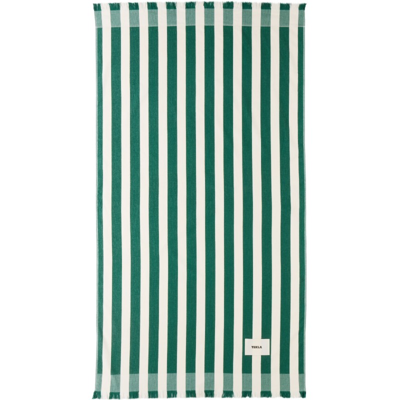 테클라 그린 &amp; 화이트 테리 비치 타월 BEACHTWL-462 Green Deck Stripes