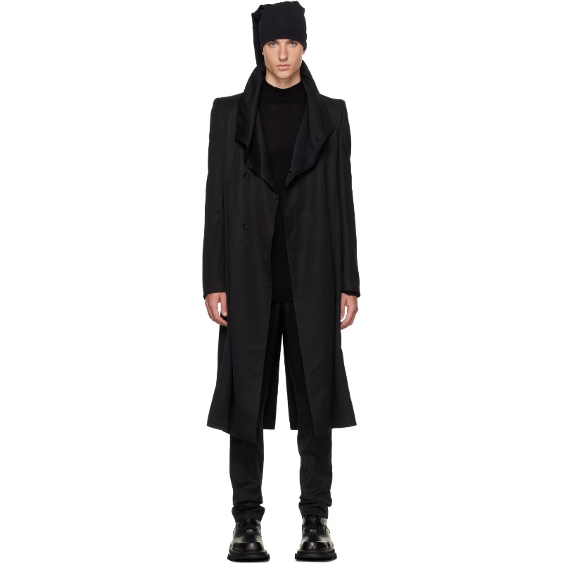 줄리어스  블랙 커버 넥 코트 957COM1 BLACK