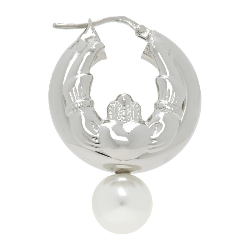 시몬로샤 스택 클라다흐 &amp; 인조 진주 후프 이어링 ERG594S-M 0900 RHODIUM/PEARL