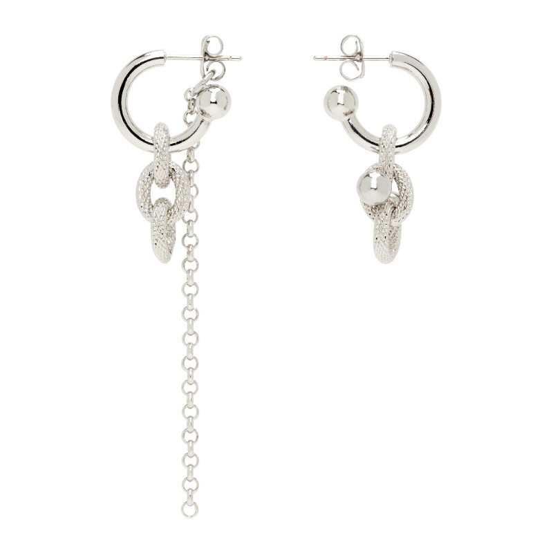 저스틴 클렌퀏 블레이크 미스매치 체인 드롭 귀걸이 BLAKE EARRINGS Palladium