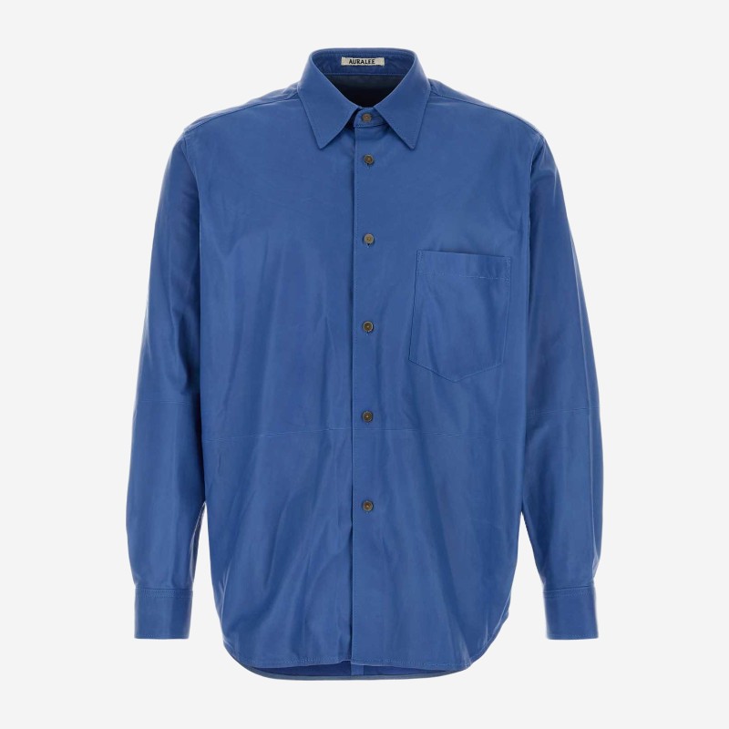오라리 가죽 포인티드 칼라 셔츠 A26AS02CB ROYALBLUE