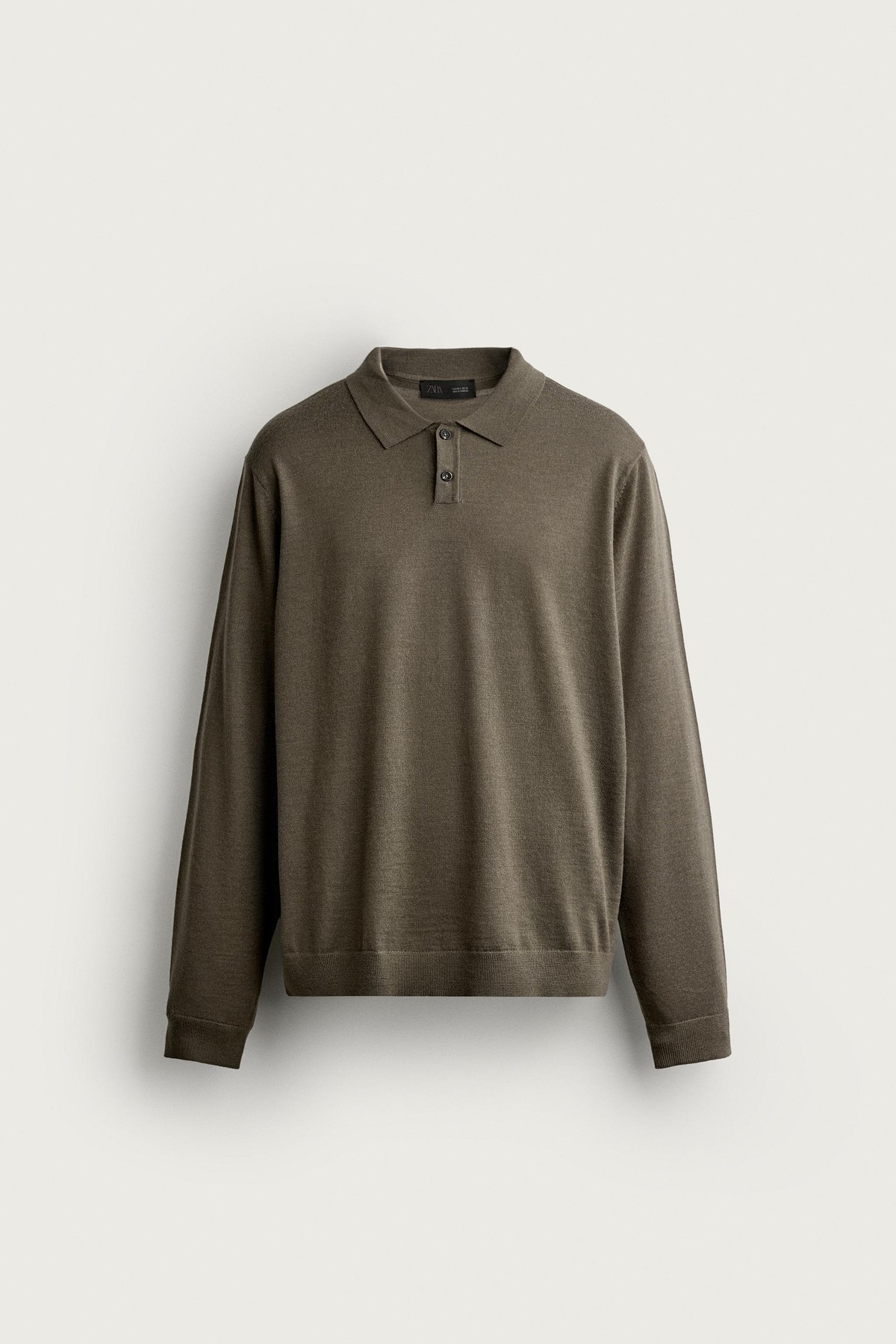 자라 울 100% 긴팔 니트 폴로셔츠 4216/306/502 MOSS GREEN