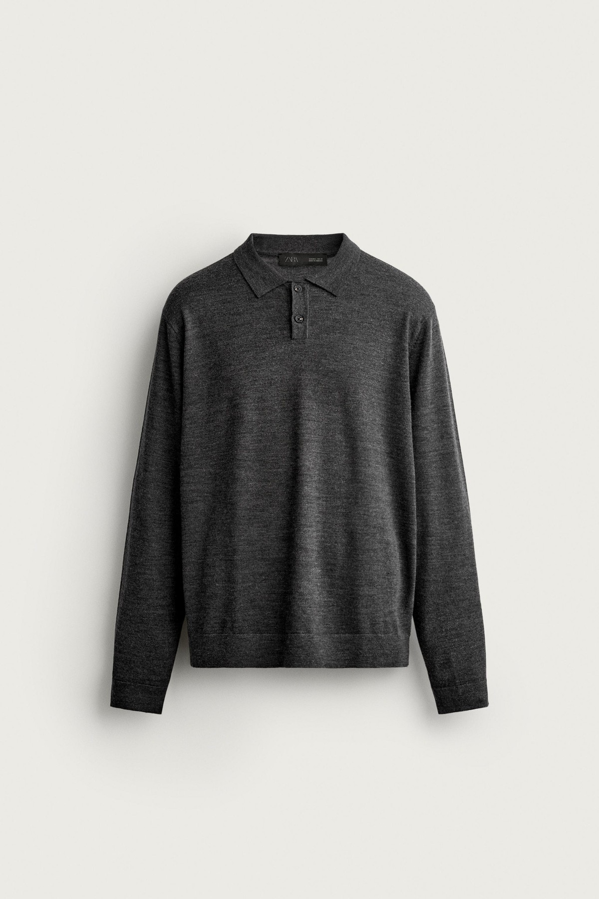 자라 100% 울 긴팔 니트 폴로셔츠 4216/306/801 ANTHRACITE GREY