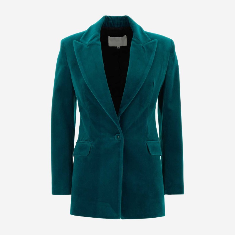 코스타렐로스 페트롤 블루 벨벳 블레이저 FW2648 PETROL