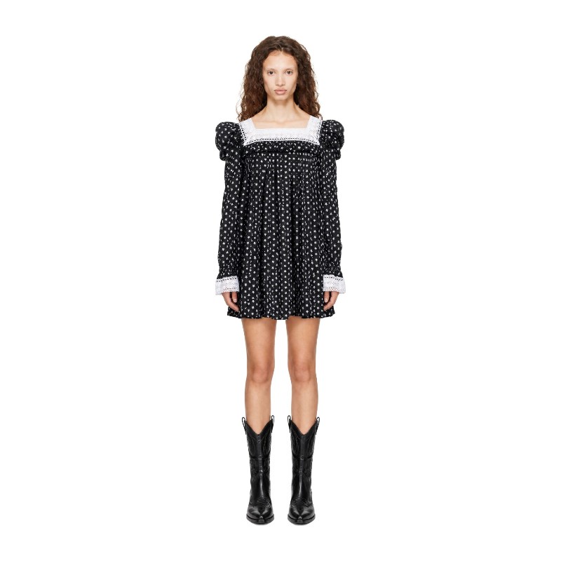 라우라 안드라슈코 블랙 뱀파이어 보호 미니 드레스 VAMPIRE BOHO MINI DRESS Black/Star Print