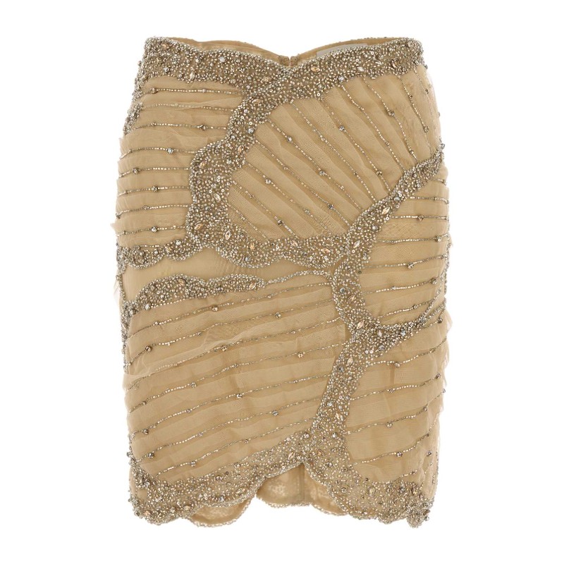 코스타렐로스 베이지 비즈 튤 미니 스커트 SS2653 BEIGE
