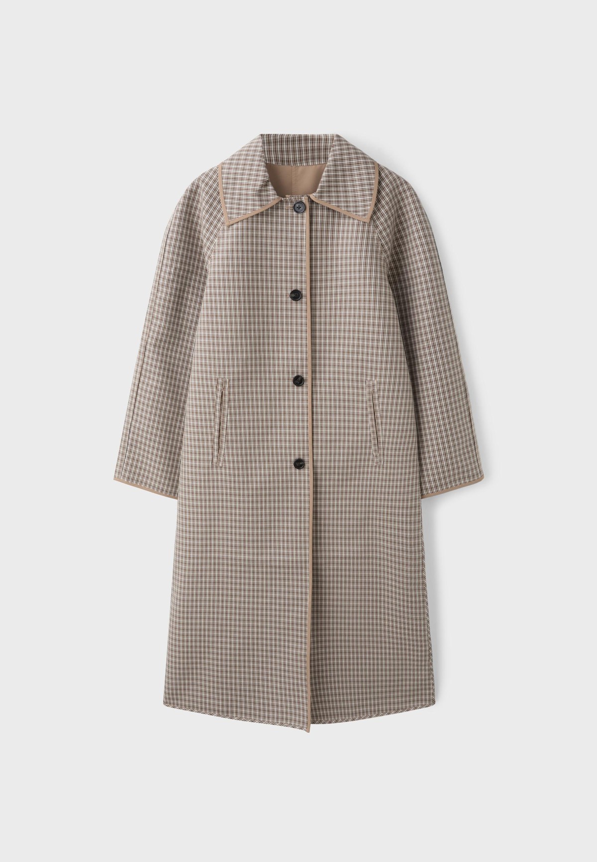 스트라디바리우스 체크 리버서블 롱 트렌치 코트 5849/143/450 BEIGE