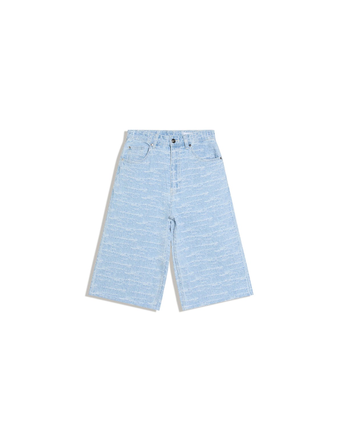 버쉬카 수퍼 배기핏 텍스처 데님 반바지 3406/156 LIGHT BLUE
