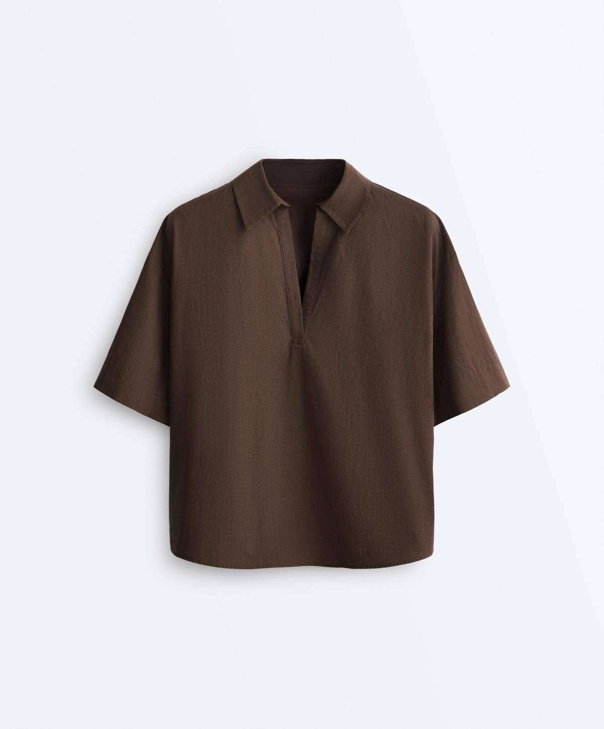 오이쇼 100% 코튼 반팔 폴로셔츠 5358/109/716 DARK BROWN