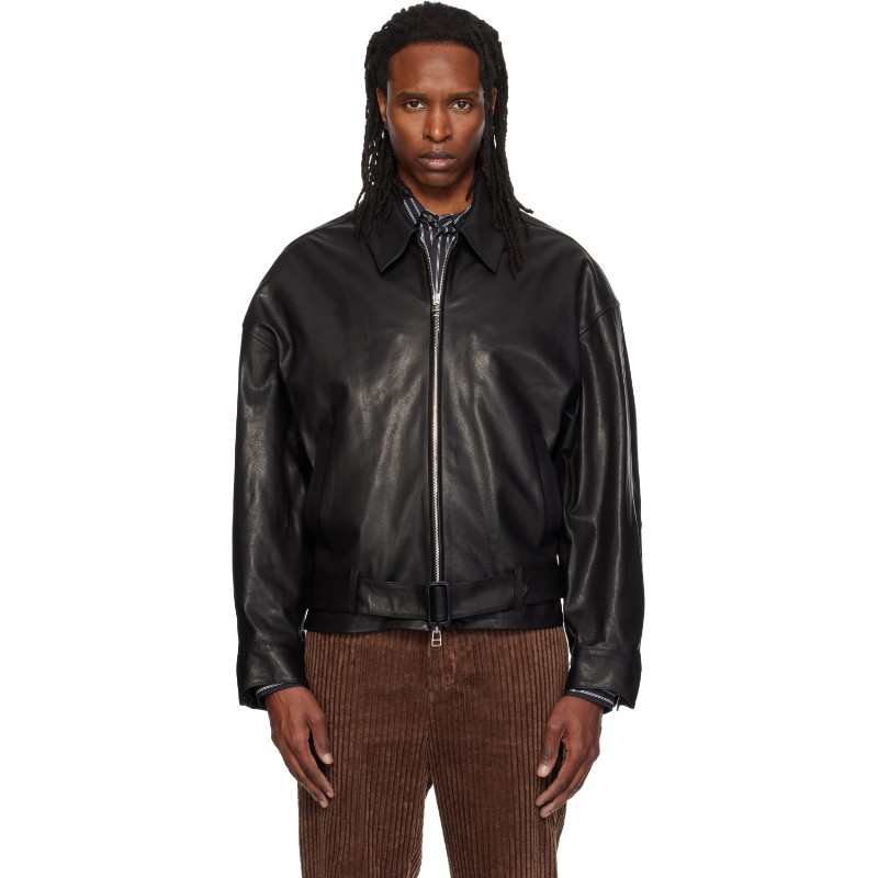 소시오츠키 블랙 가죽 블루종 재킷 S26AW15BL-L BLACK