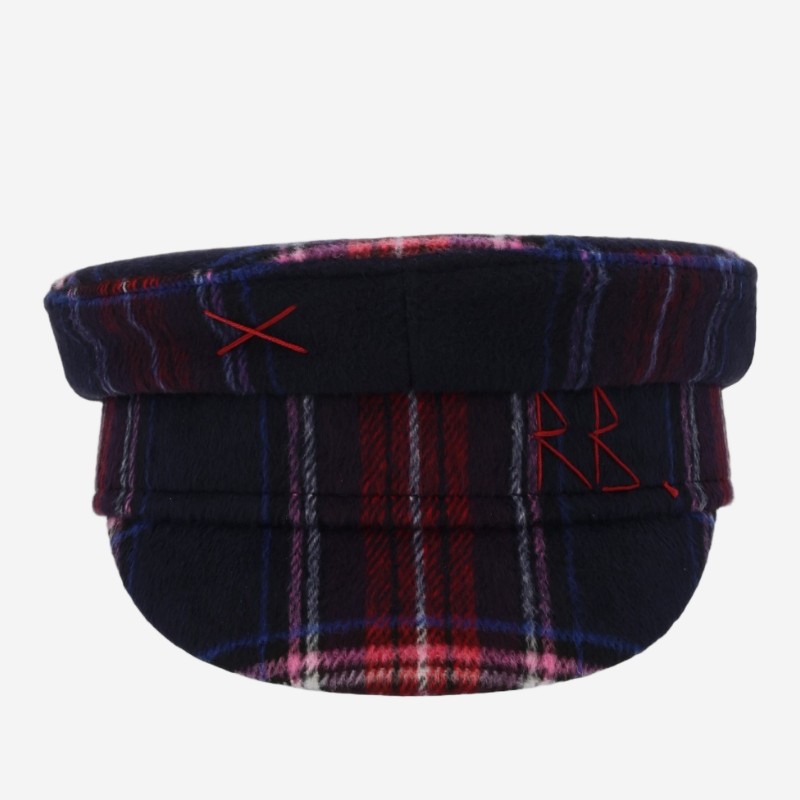 루슬란바진스키 타탄 체크 레드 이니셜 자수 캡 KPC078034FW26 PWPLDBLUE RED