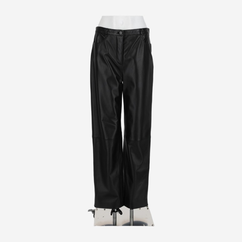 루루 드 시종 스트레이트 가죽 팬츠 COBELDS BLACK
