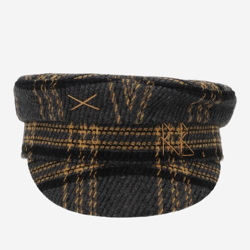 루슬란바진스키 체크 패턴 엠블럼 자수 모자 KPC030004FW26 CPPLDGREY YELLOW