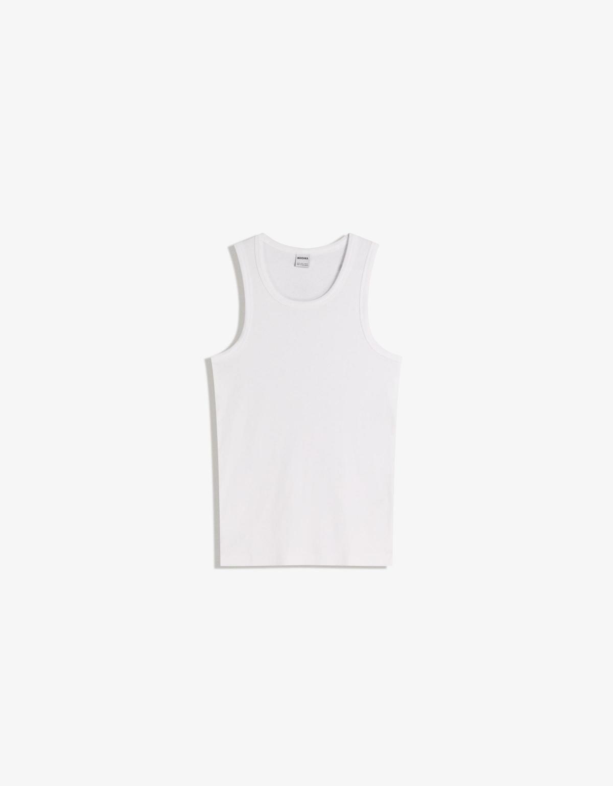 버쉬카 베이직 골지 슬리브리스 탑 화이트 0071/589 WHITE