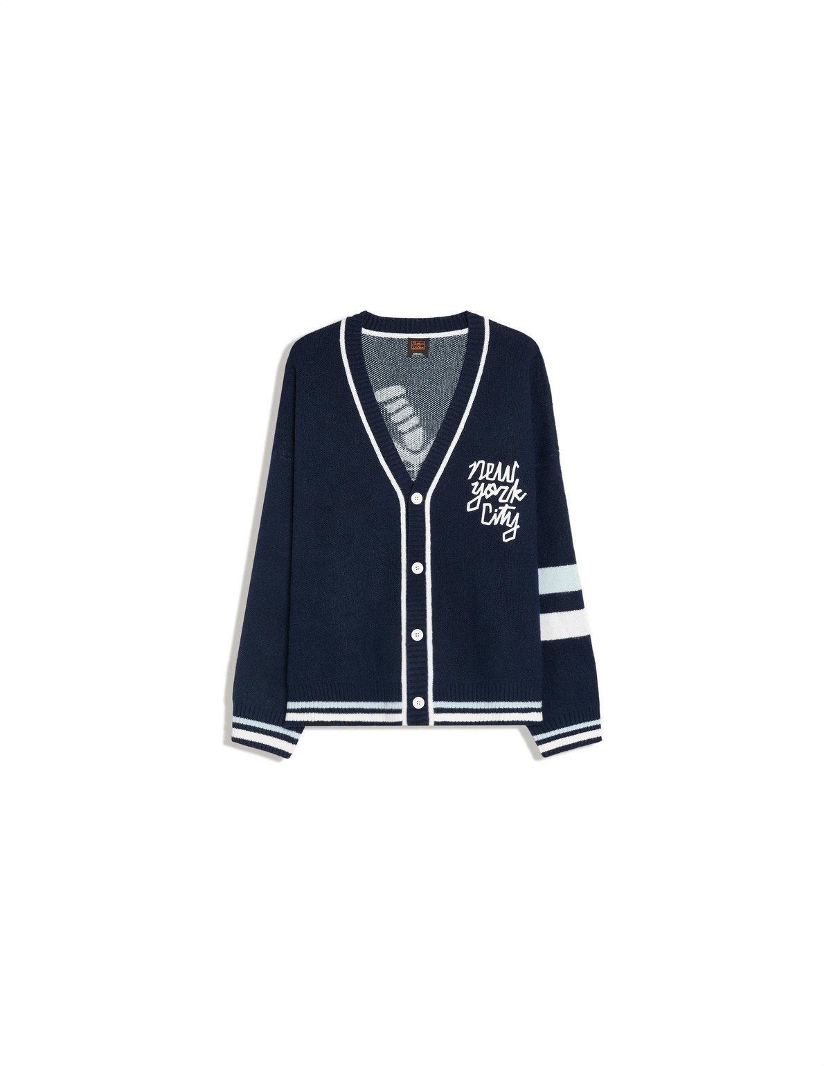 버쉬카 자수 그래픽 V넥 버튼 가디건 3306/376 NAVY