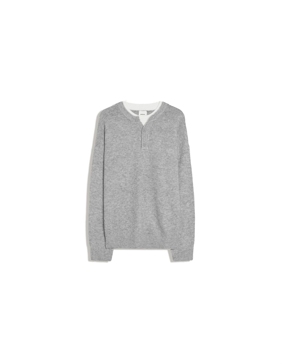 버쉬카 헨리넥 배색 니트 스웨터 4517/693 GREY