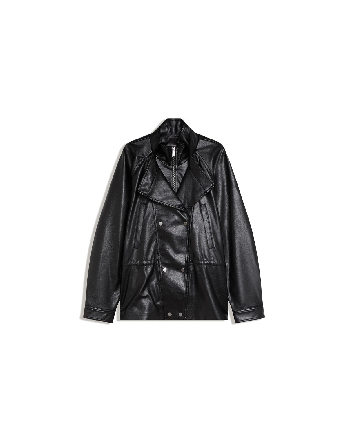 버쉬카 레더 이펙트 오버핏 자켓 3283/741 BLACK