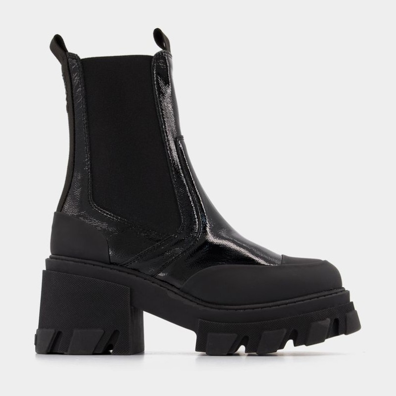 가니 청키 러그솔 가죽 첼시 부츠 S1897 BLACK