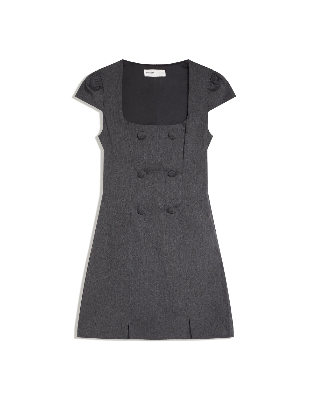 버쉬카 더블 버튼 반팔 미니 원피스 3487/008 GREY