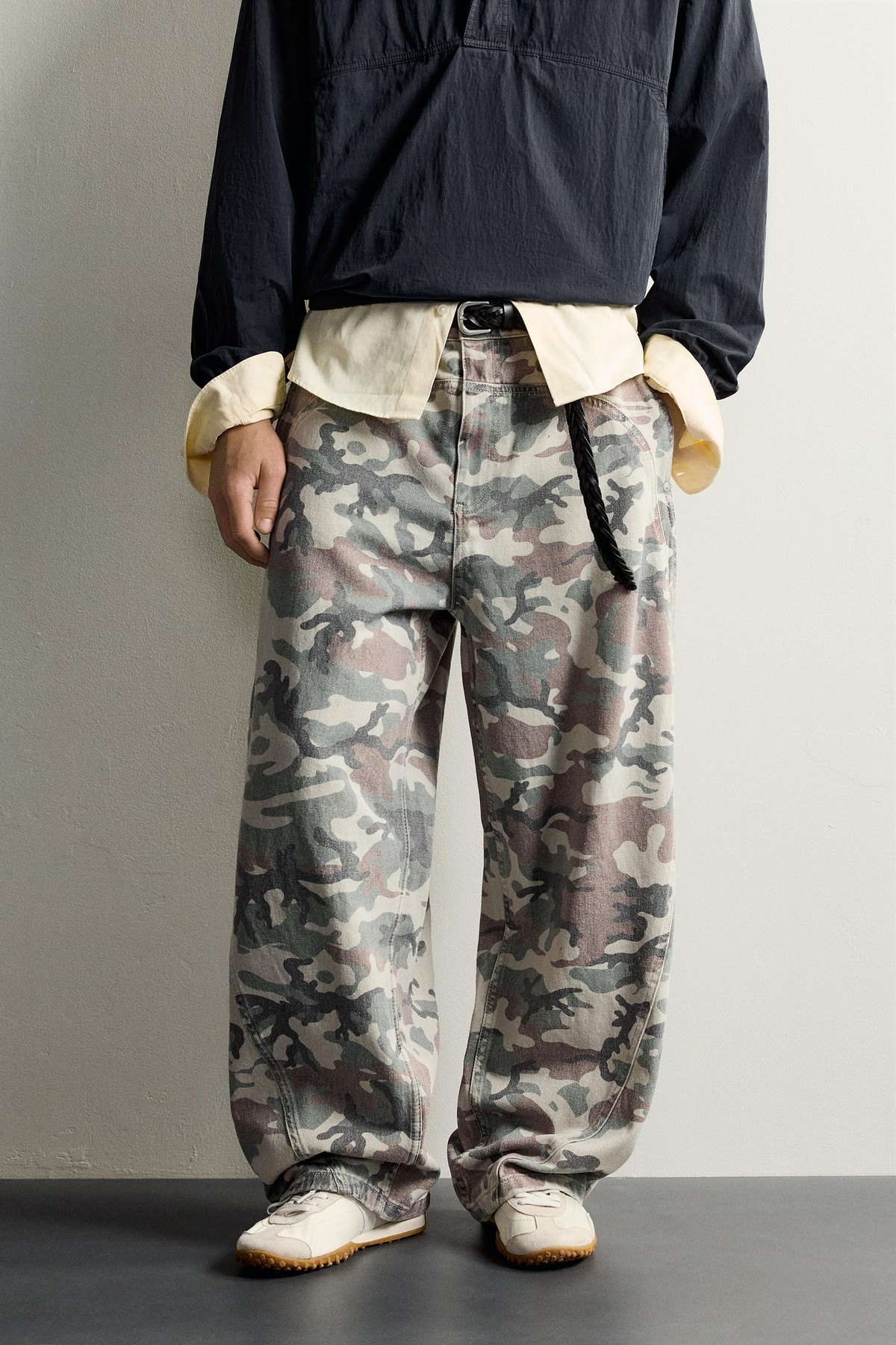 자라 프린트 코튼 배럴핏 팬츠 5862/316/505 KHAKI