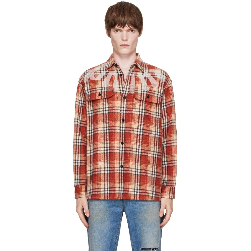팜엔젤스 오렌지 빅 네크라인 로고 루즈 셔츠 PAMES02F26FB01 ORANGE - OFF WHITE