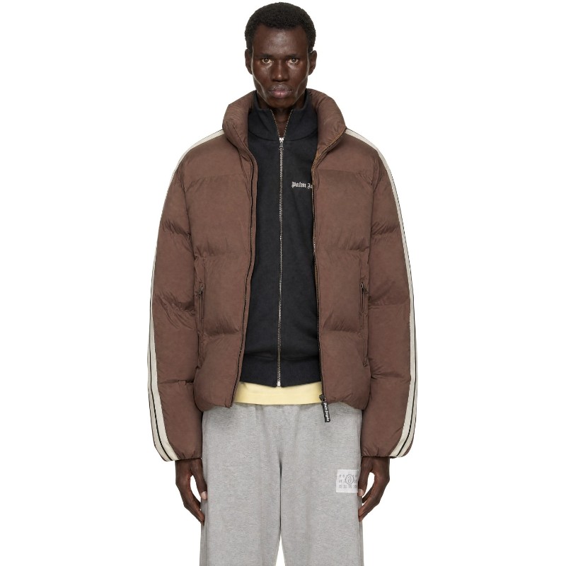 팜엔젤스 브라운 클래식 로고 트랙 패딩 재킷 PAMEJ01F26FB01 BROWN - OFF WHITE