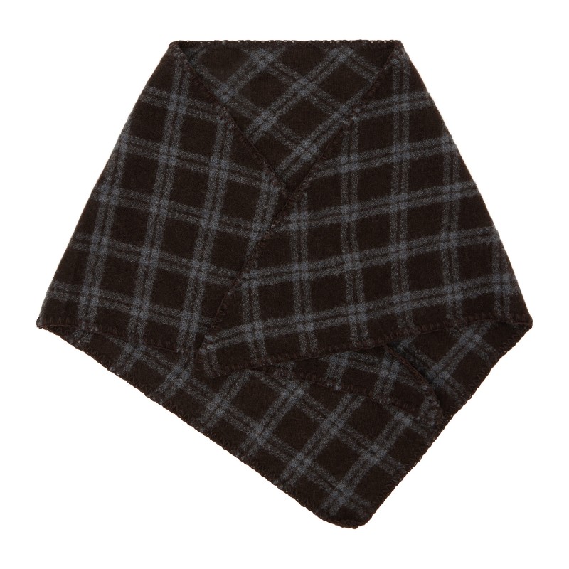 엠에프펜 체크 삼각 울 머플러 A326-033 Brown Grey Check