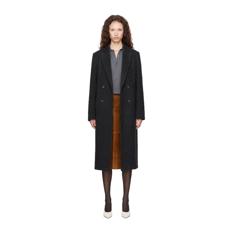 루루 드 시종 그레이 로스코 더블 브레스트 롱 코트 ROSCO LDS Anthracite Melange