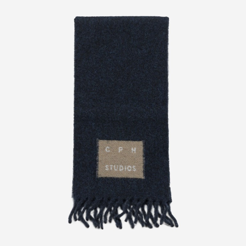 코펜하겐 프린지 모헤어 혼방 머플러 F6CPHSHAWL28 NAVY BLU