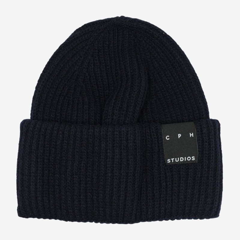 코펜하겐 울 립 니트 롤업 비니 F6CPHBEANIE3 NAVY BLUE