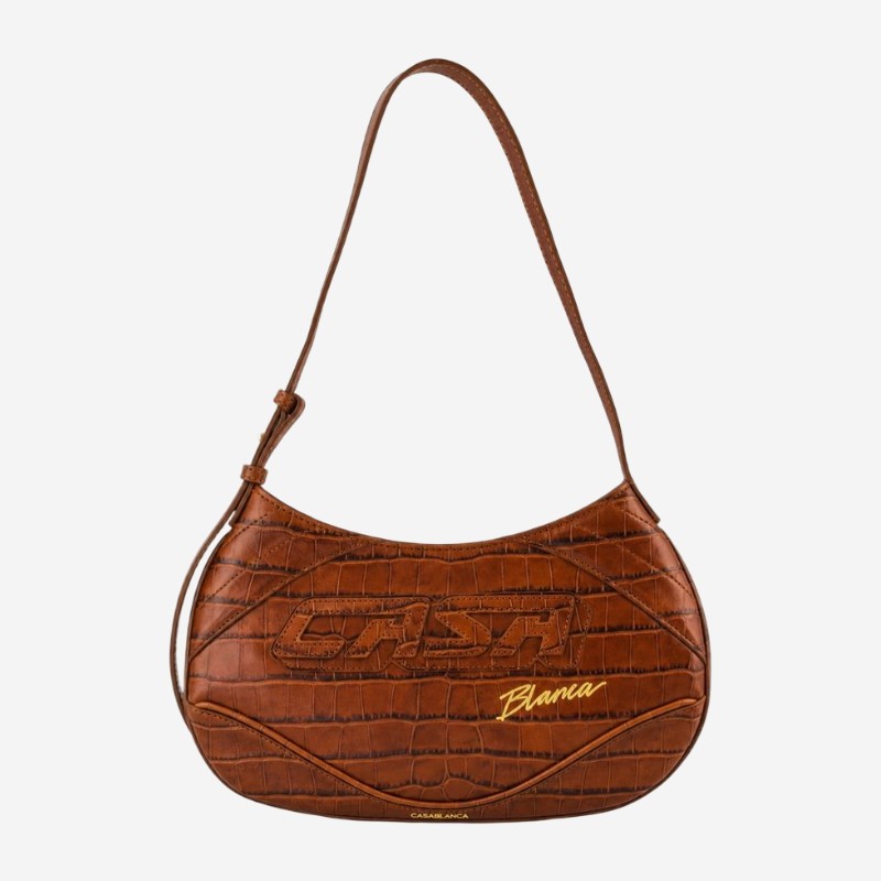 카사블랑카 바이커 크로커다일 엠보싱 숄더백 ABAG17906 BROWN