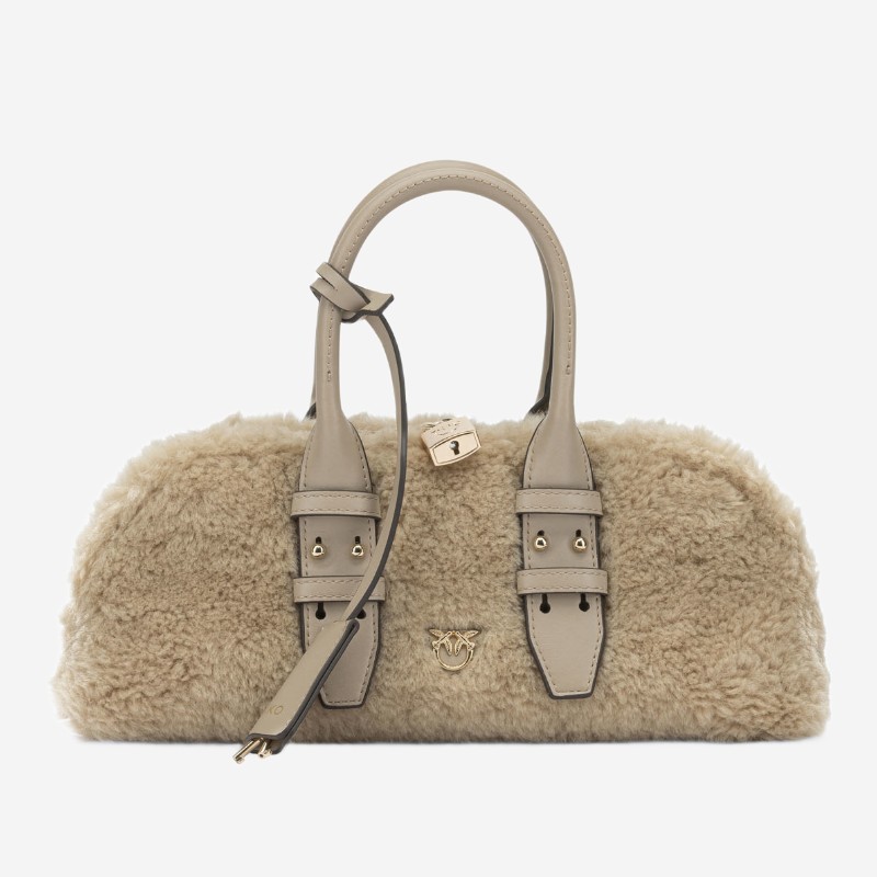 핀코 플러시 텍스처 배럴 핸드백 105334A3O9C97Y BEIGE