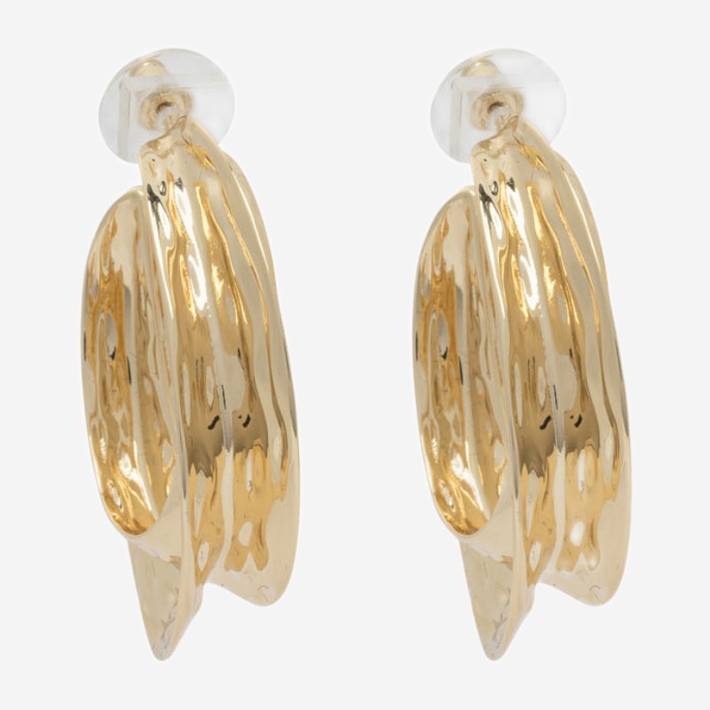 셀프포트레이트 리플 텍스처 오픈 후프 귀걸이 SS25606EGD GOLD