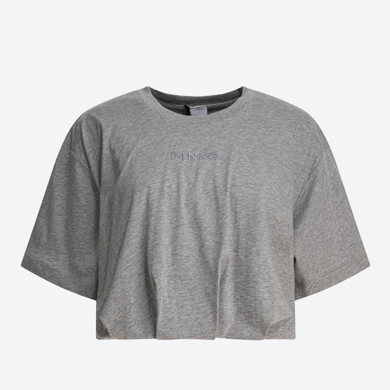 핀코 로고 자수 크롭 티셔츠 104257A2F8I42 GREY