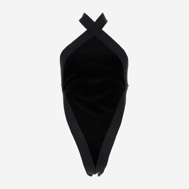생로랑 벨벳 홀터넥 바디수트 762438Y3D02 1000